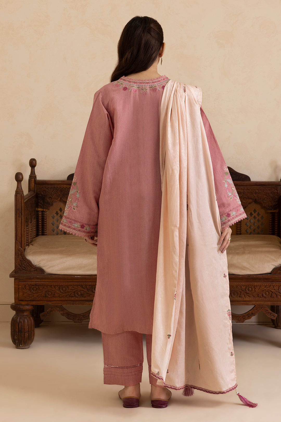 ZELLBURY | Embroidered Kurta Shawl Trouser - 3414
