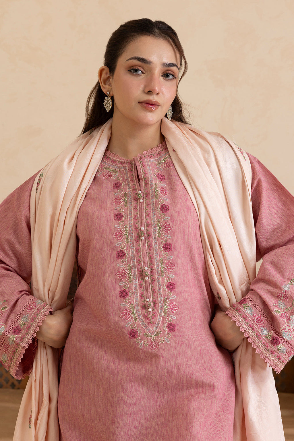ZELLBURY | Embroidered Kurta Shawl Trouser - 3414