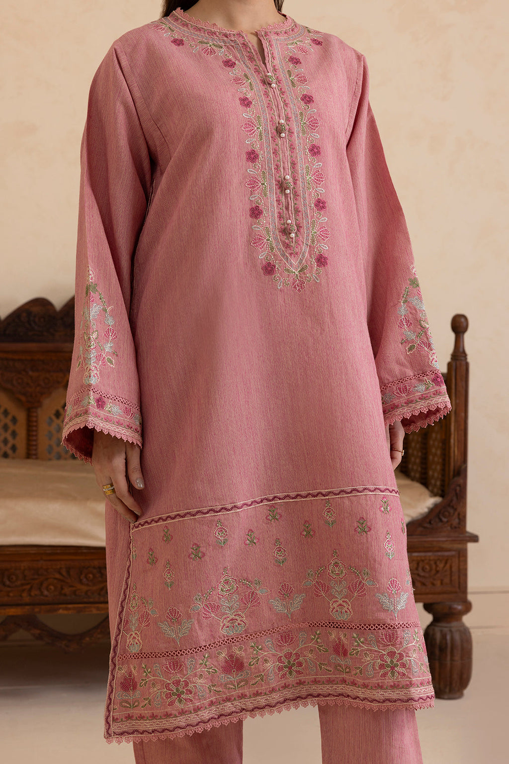 ZELLBURY | Embroidered Kurta Shawl Trouser - 3414