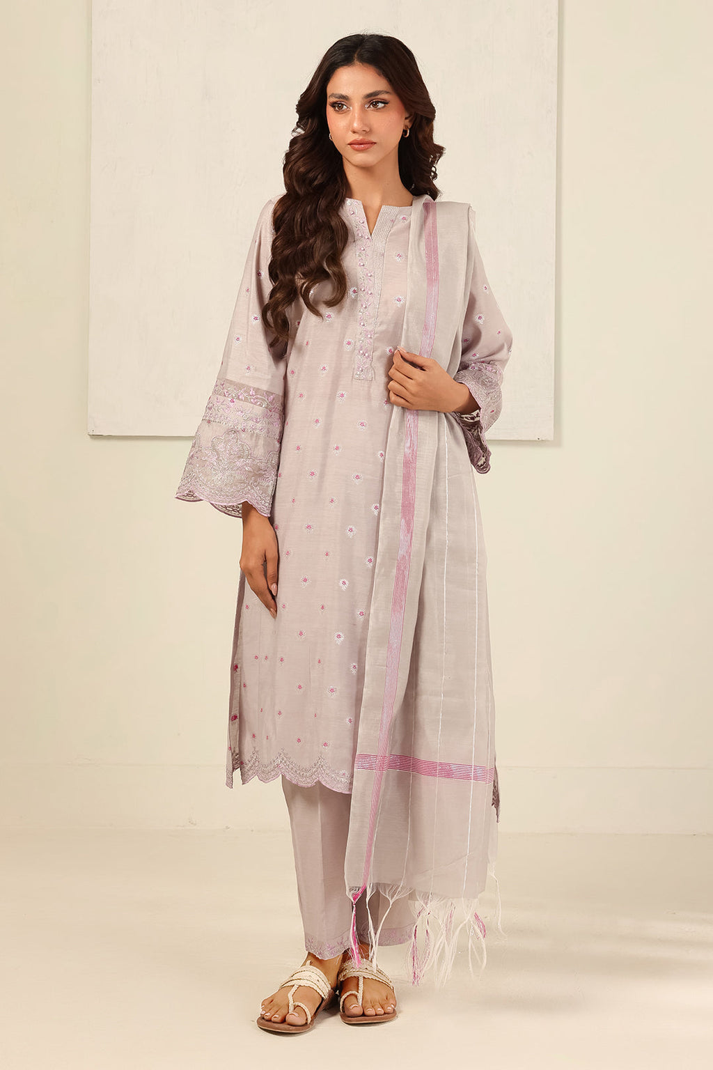 ZELLBURY | Embroidered Kurta Dupatta Trouser - 1988