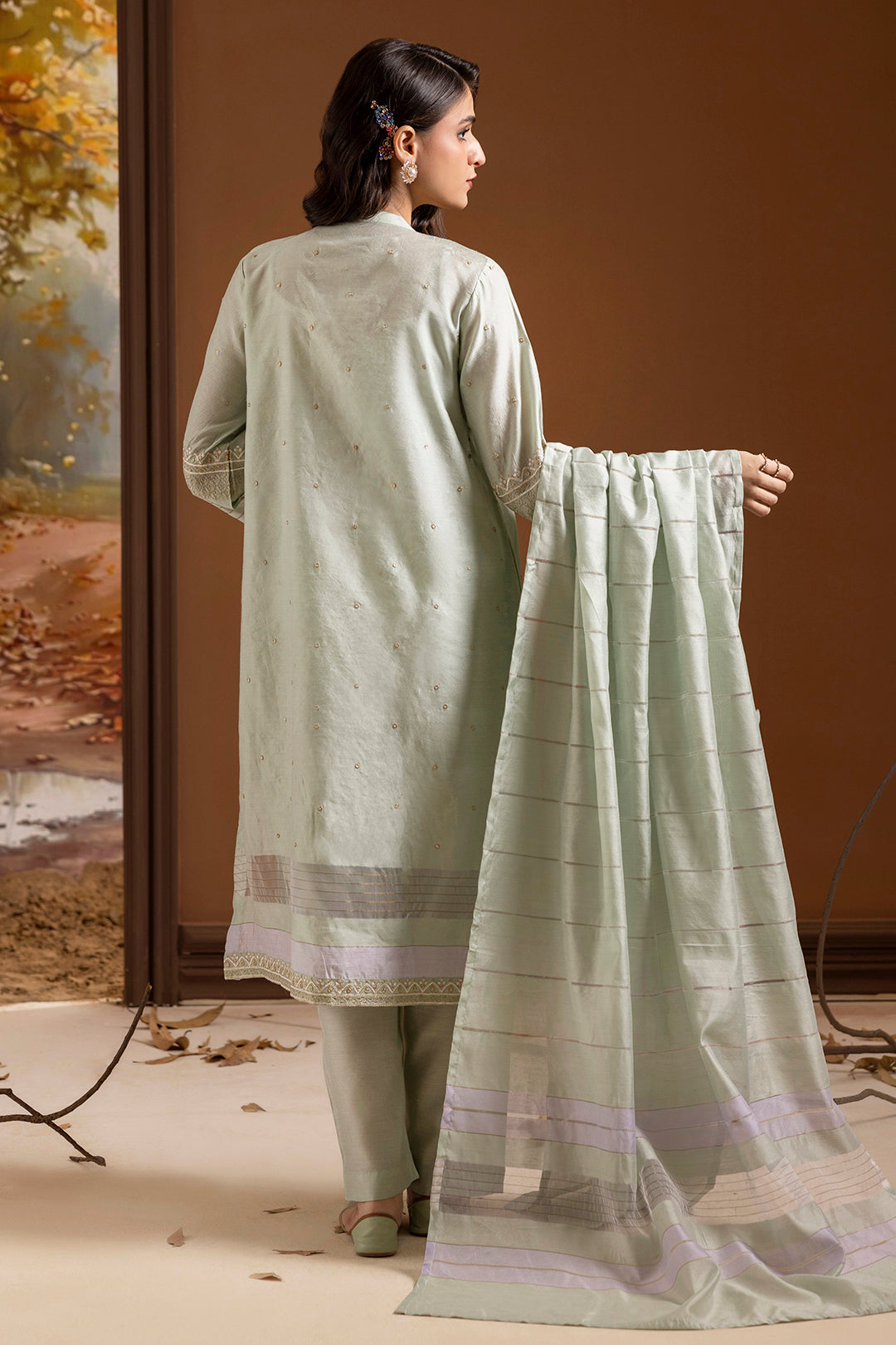 ZELLBURY | Embroidered Kurta Dupatta Trouser - 2505