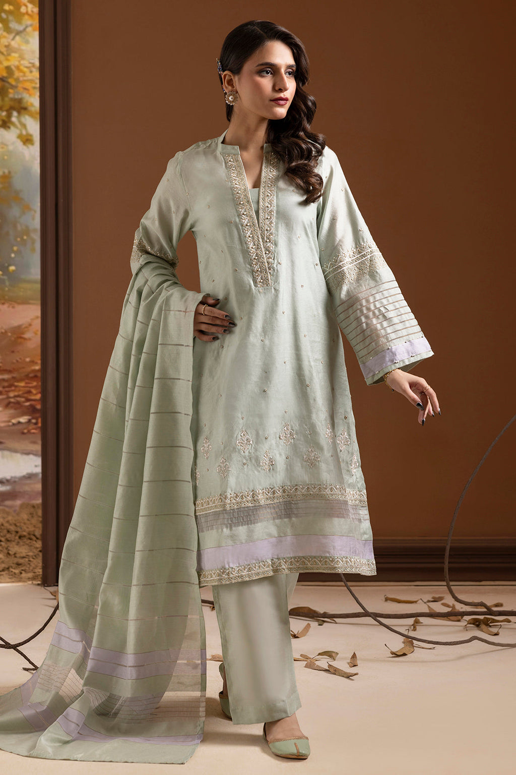 ZELLBURY | Embroidered Kurta Dupatta Trouser - 2505