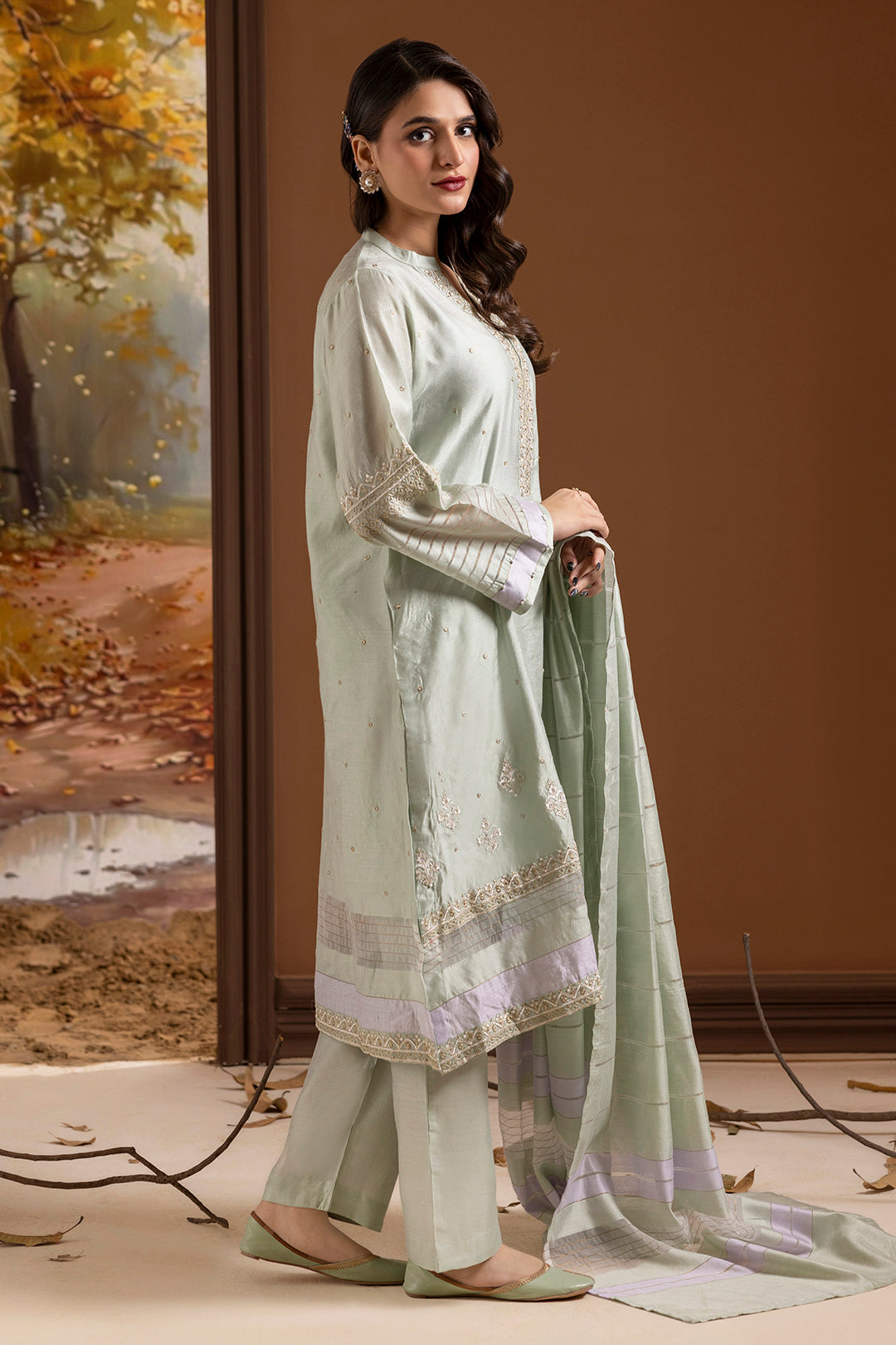 ZELLBURY | Embroidered Kurta Dupatta Trouser - 2505
