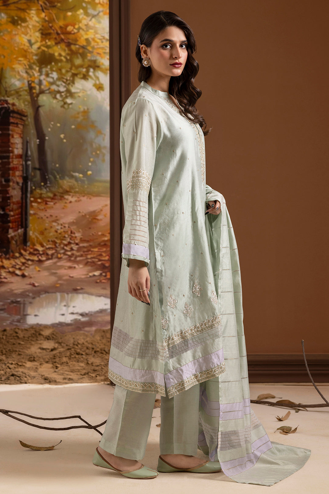 ZELLBURY | Embroidered Kurta Dupatta Trouser - 2505