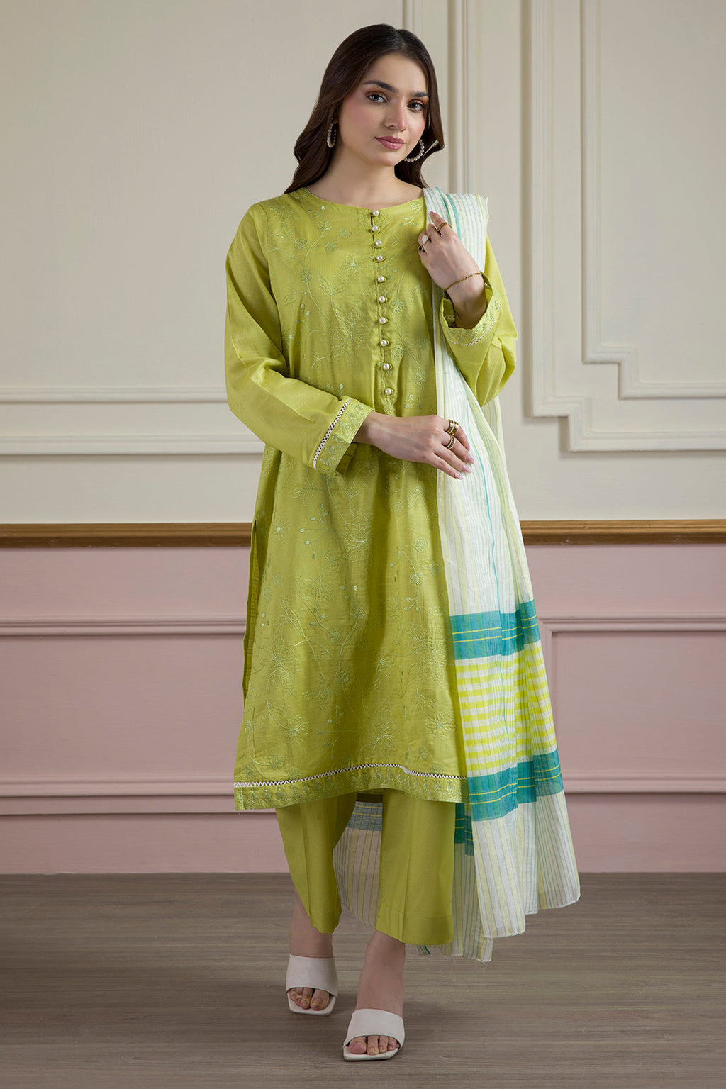 ZELLBURY | Embroidered Kurta Dupatta Trouser - 1935