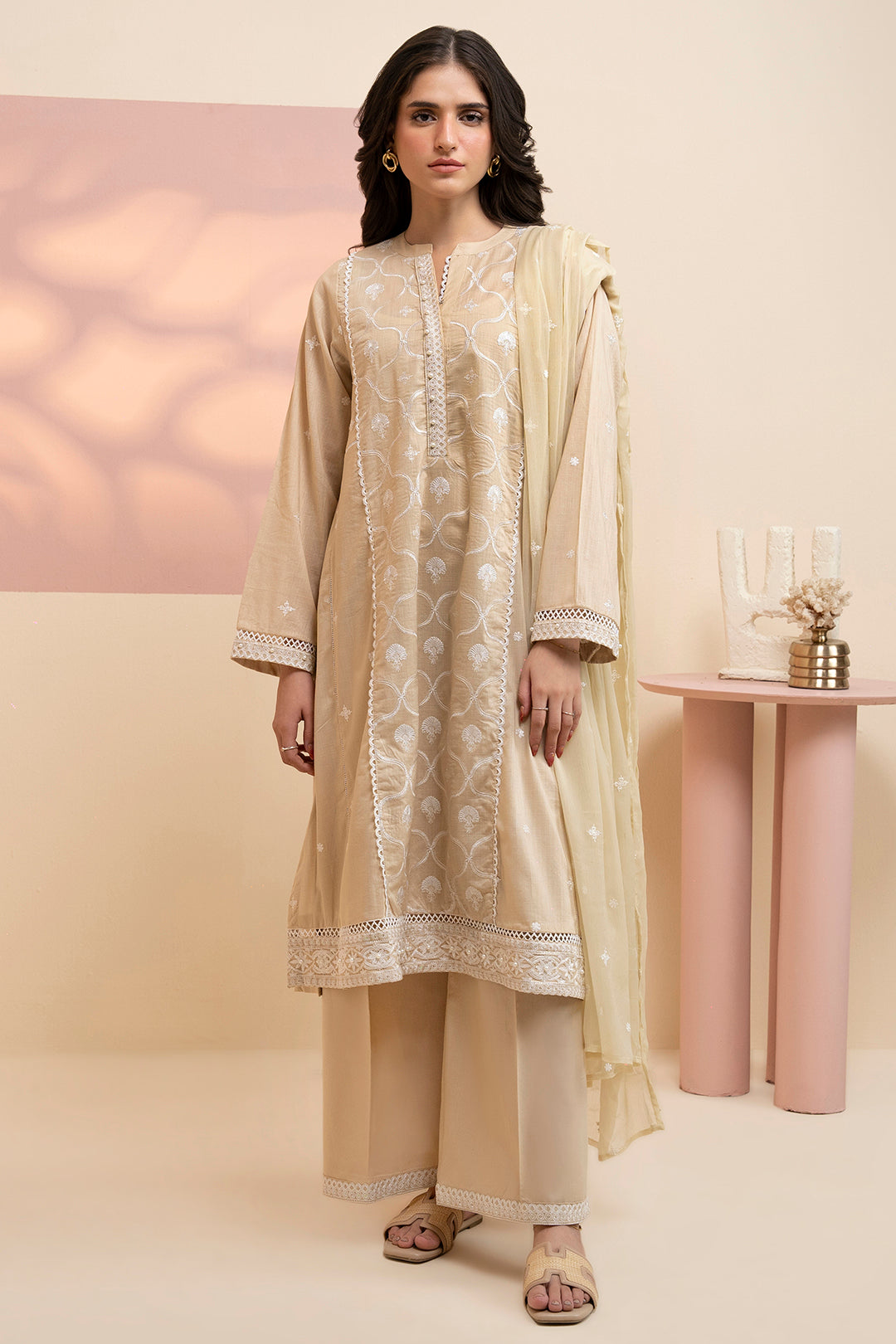 ZELLBURY | Embroidered Kurta Dupatta Trouser - 2505