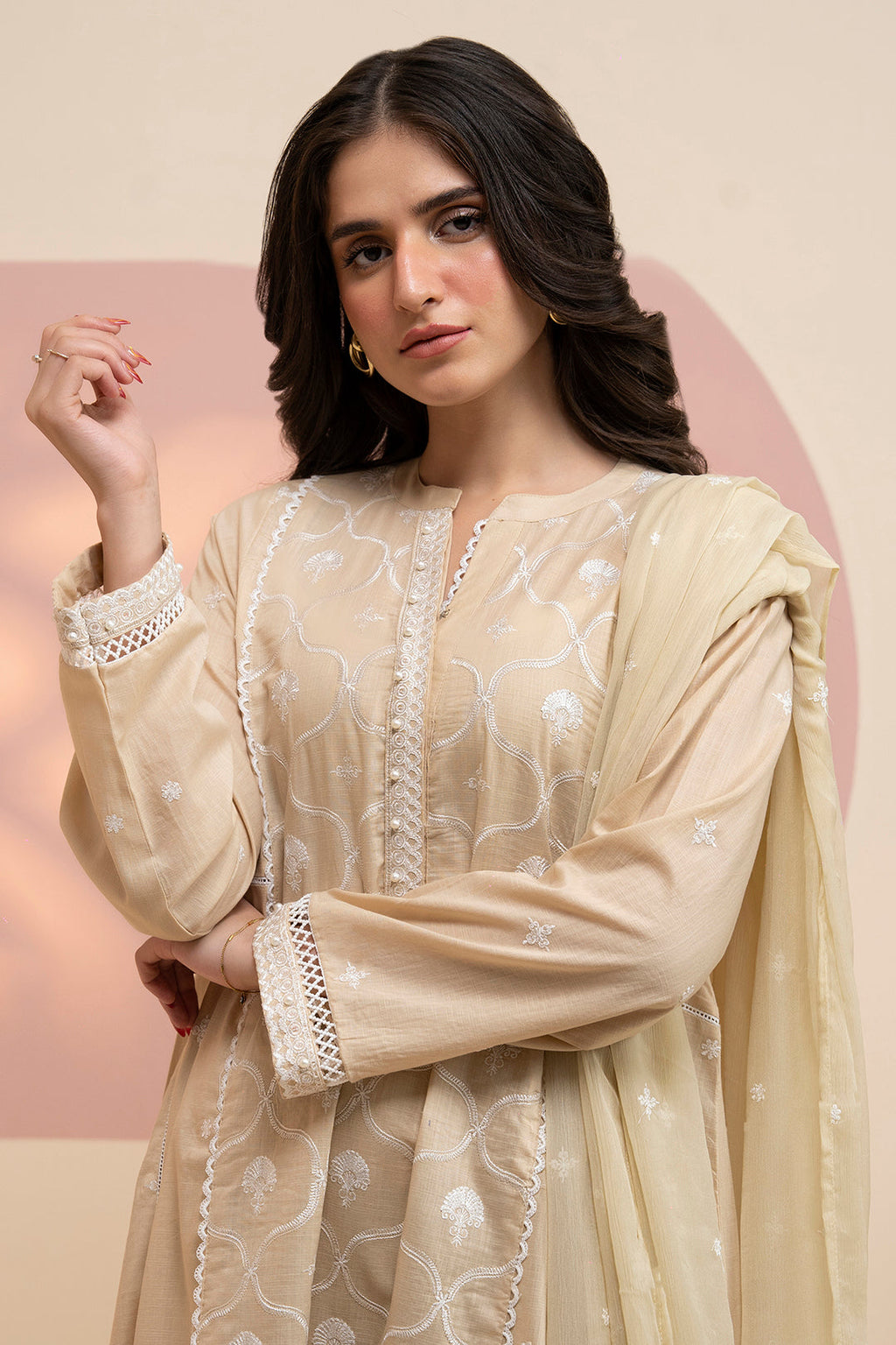 ZELLBURY | Embroidered Kurta Dupatta Trouser - 2505