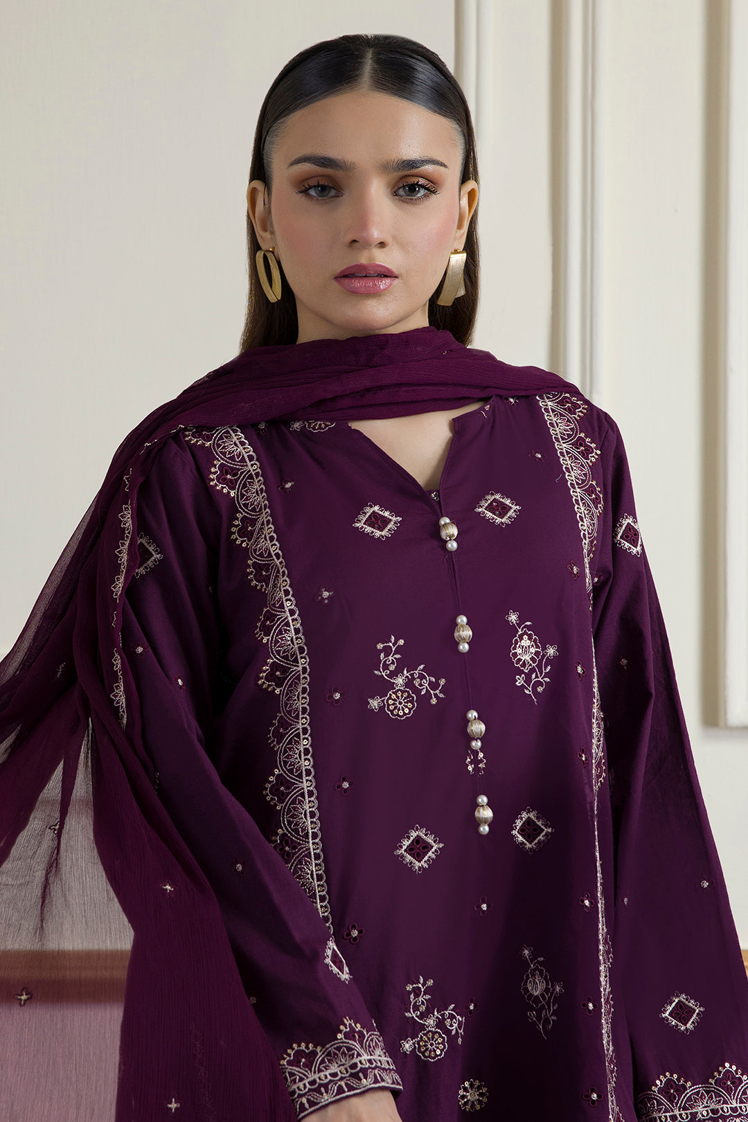 ZELLBURY | Embroidered Kurta Dupatta Trouser - 2607