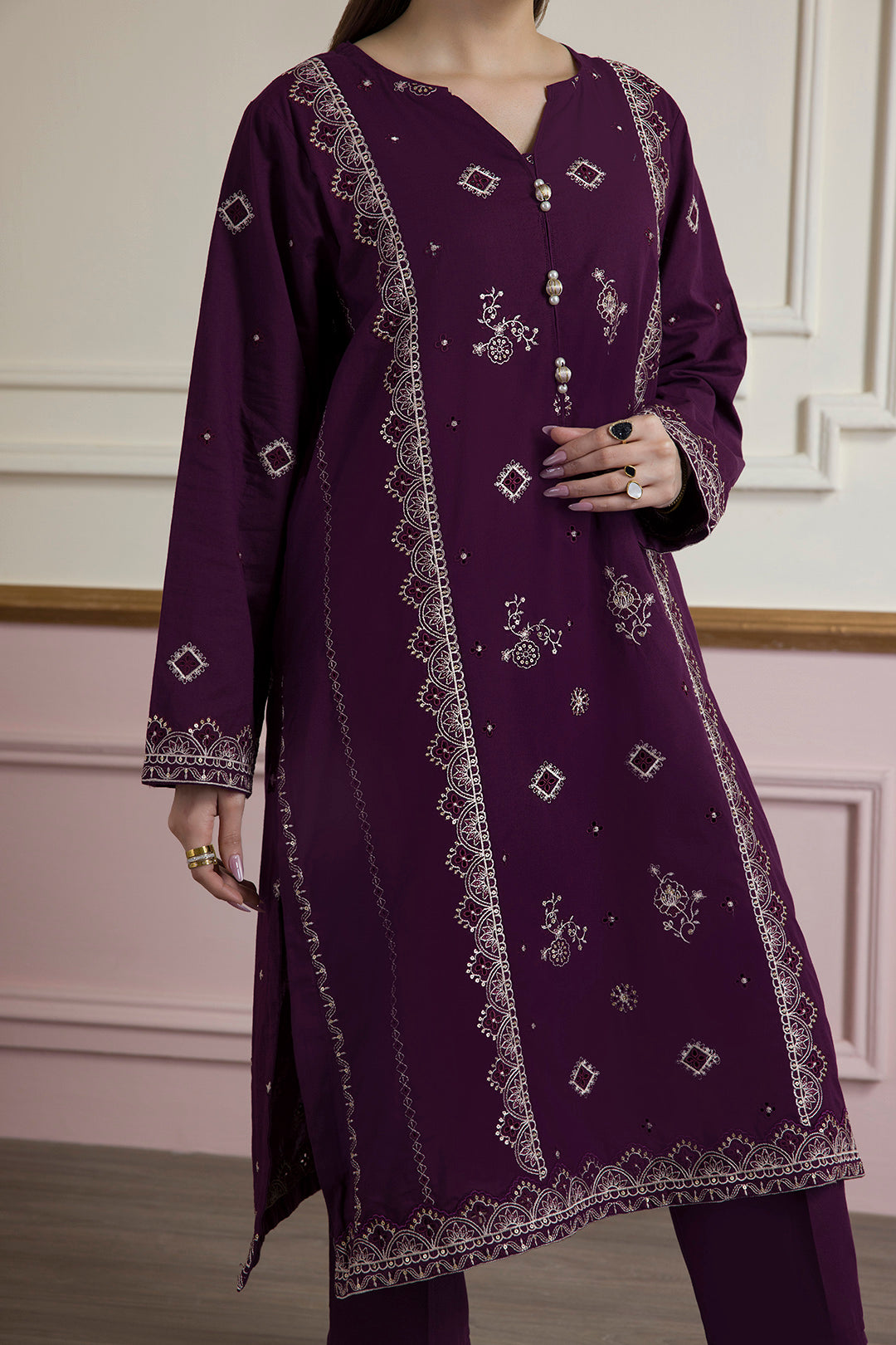 ZELLBURY | Embroidered Kurta Dupatta Trouser - 2607