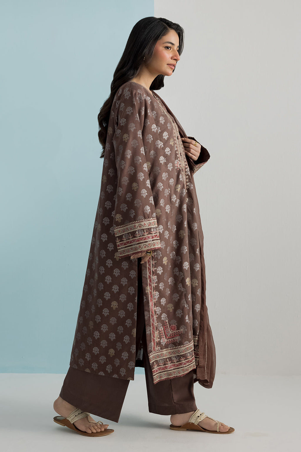 ZELLBURY | Embroidered Kurta Dupatta Trouser - 2534