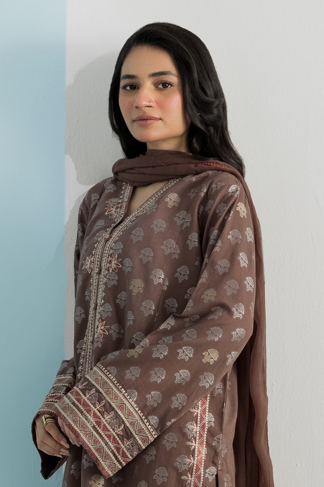 ZELLBURY | Embroidered Kurta Dupatta Trouser - 2534