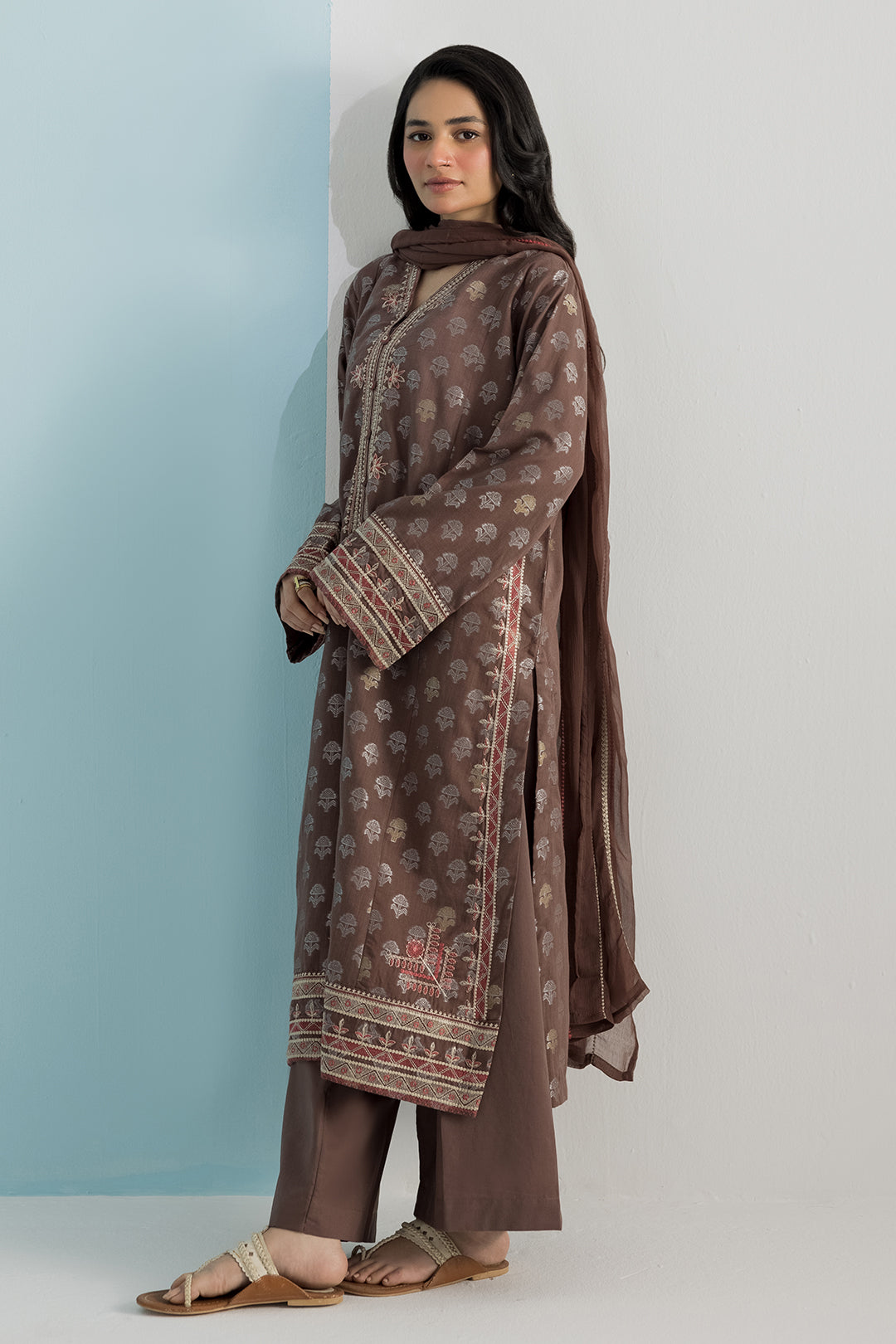 ZELLBURY | Embroidered Kurta Dupatta Trouser - 2534