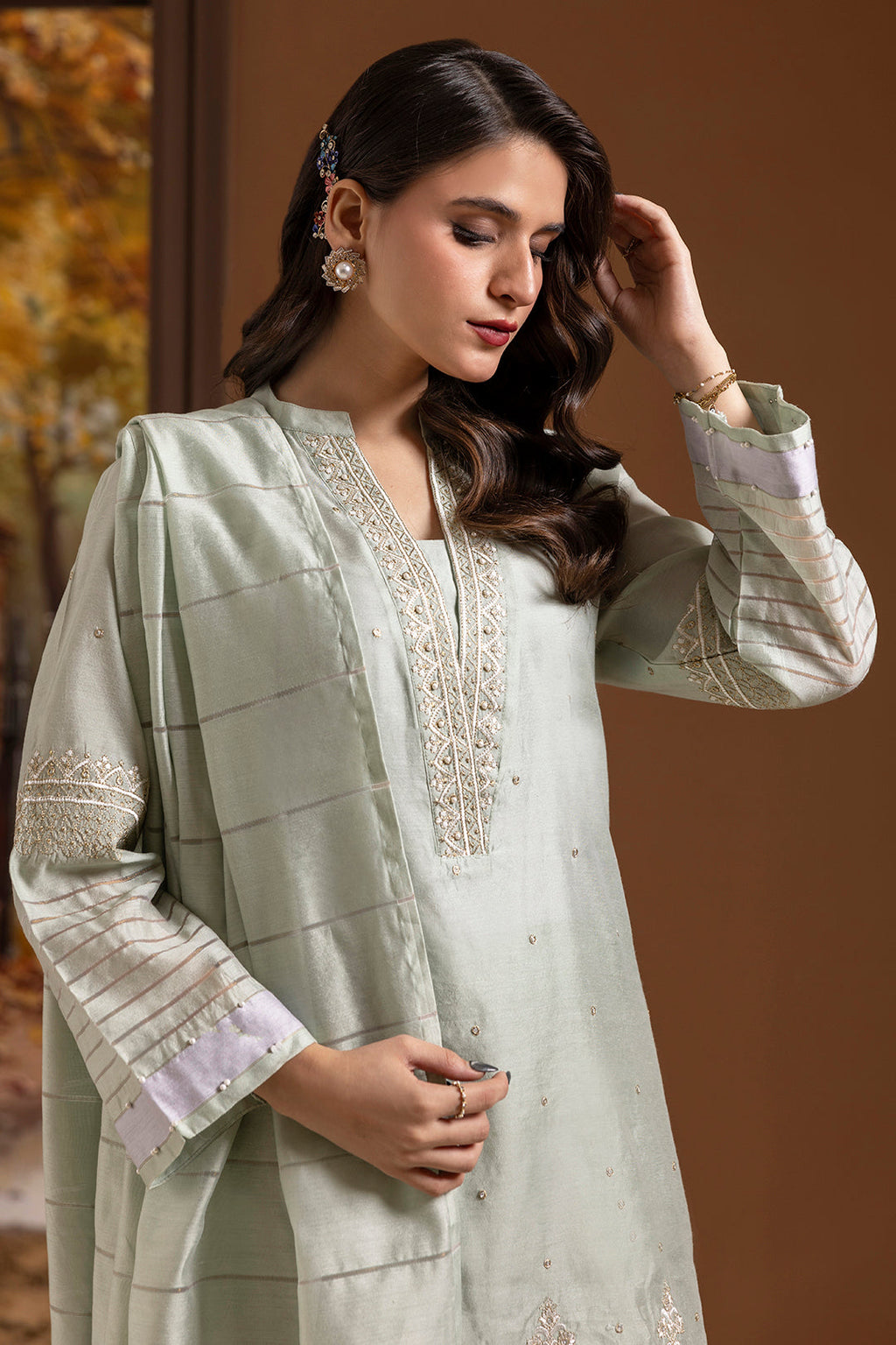 ZELLBURY | Embroidered Kurta Dupatta Trouser - 2505